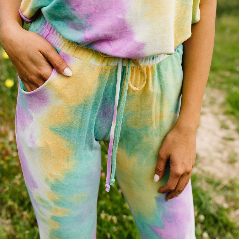 Mint Tie Dye Lounge Joggers - Picture 5 of 6